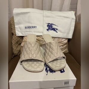 Burberry Beige Quilted Mules